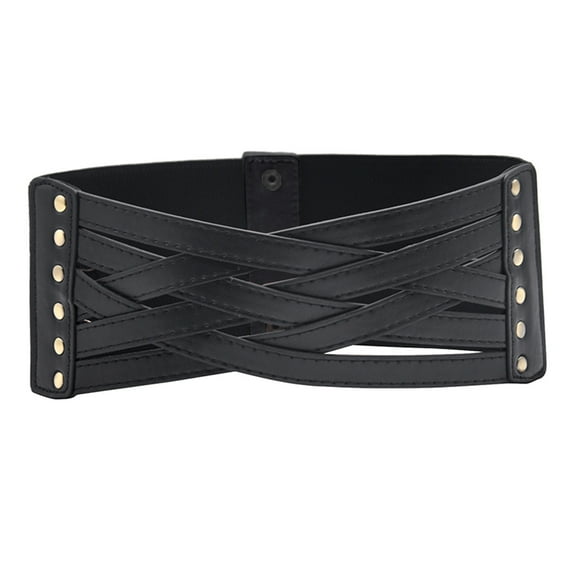 Women Corset Belt Wide Leather Waist Belt For Daily Punk Dresses Chest Elastic Waistband Belt mens belt Black