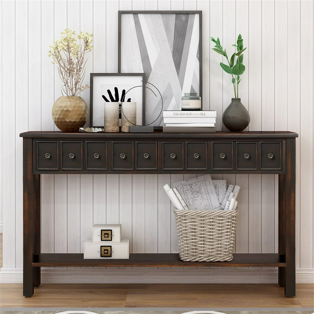 ModernLuxe Rustic Entryway 60" Long Console Table with Two Different