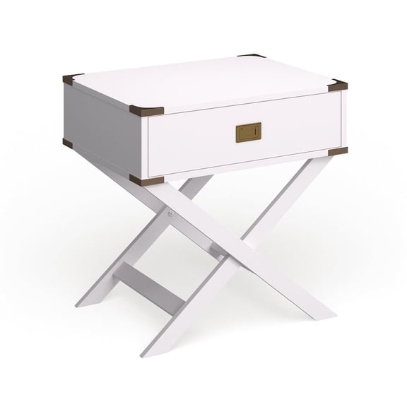 24/7 Shop At Home Espece Solid Wood 1-Drawer Livingroom End Table, White