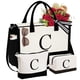 thumbnail image 1 of YOOLIFE Bolsa de lona con inicial y bolsa de maquillaje, regalos de cumpleaños personalizados para mujeres, mamá, hija, hermana, amigas, maestra, regalos de boda para dama de honor, 1 of 5