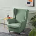 thumbnail image 3 of CJC Jacquard Wingback Chair Slipcovers 2 Pieces Stretch Polyester Fabric Wing Armchair Covers with Elastic Bottom for Living Room Bedroom, 3 of 9