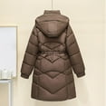 thumbnail image 6 of Sexlip Womens Winter Warm Coats with Belt Mid Length Zip Up Lapel Collar Puffer Jackets Thicken Quilted Outerwear with Pocket Brown XL, 6 of 9