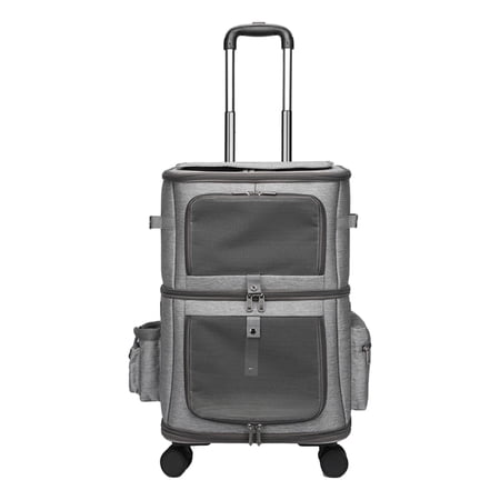 Fzaqwen Portable Pet Trolley Bag with Wheel Pull Rod Case Breathable Double Layer Large