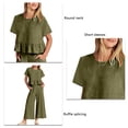 thumbnail image 3 of Conjunto de verano verde para mujer: conjunto de top XXL con volantes y pantalones anchos, 3 of 4
