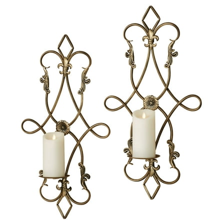 Silvana Antique Gold Candle Wall Sconce Pair Pair