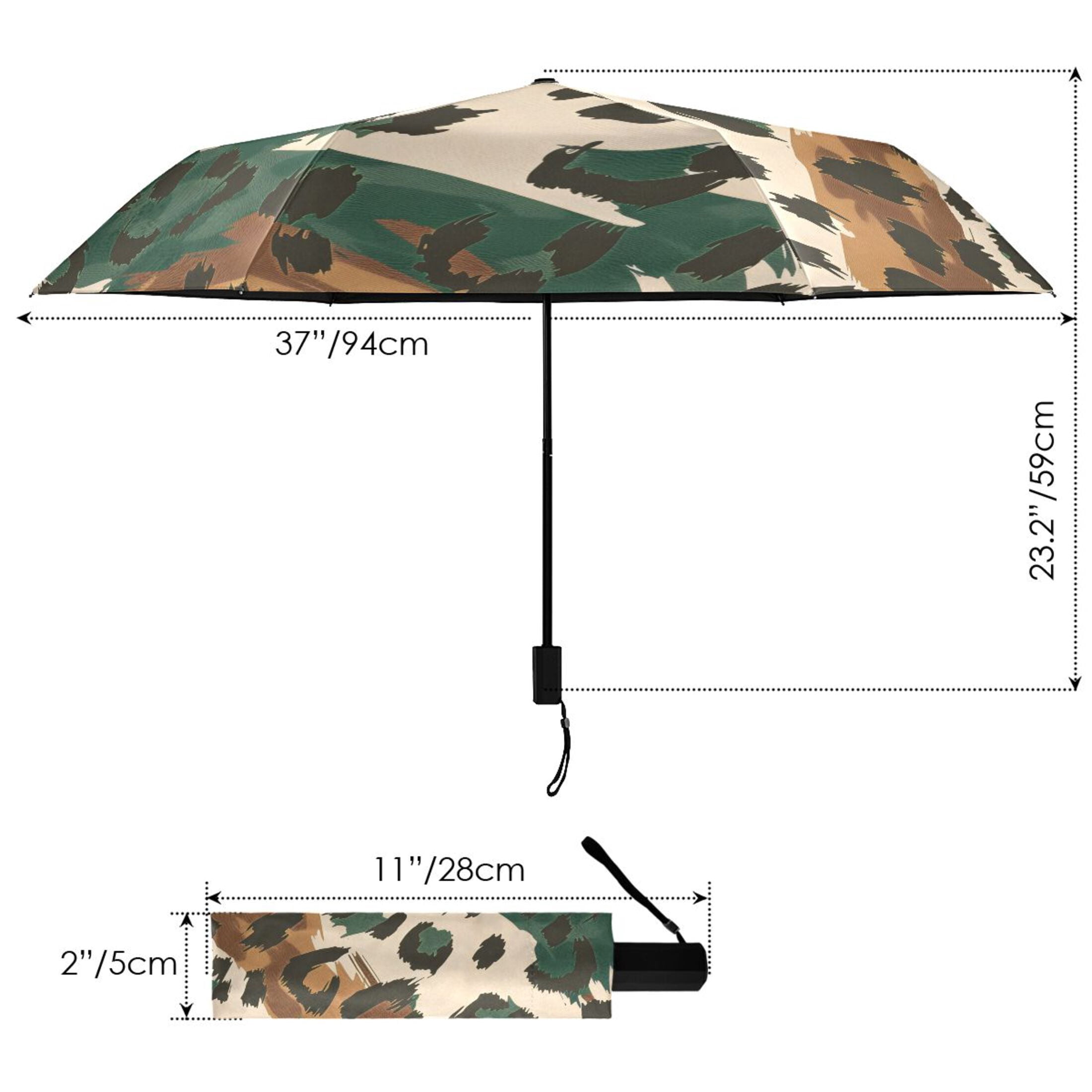 ALAZA Leopard Skin Pattern UPF 50+ Compact Folding Umbrella for Rain Travel Umbrella Packable