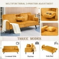 thumbnail image 2 of Aukfa 72" Futon Convertible Sofa Bed, 2 Cup Holders& Pillow, Straight-line Tufted Corduroy, Mustard, 2 of 9