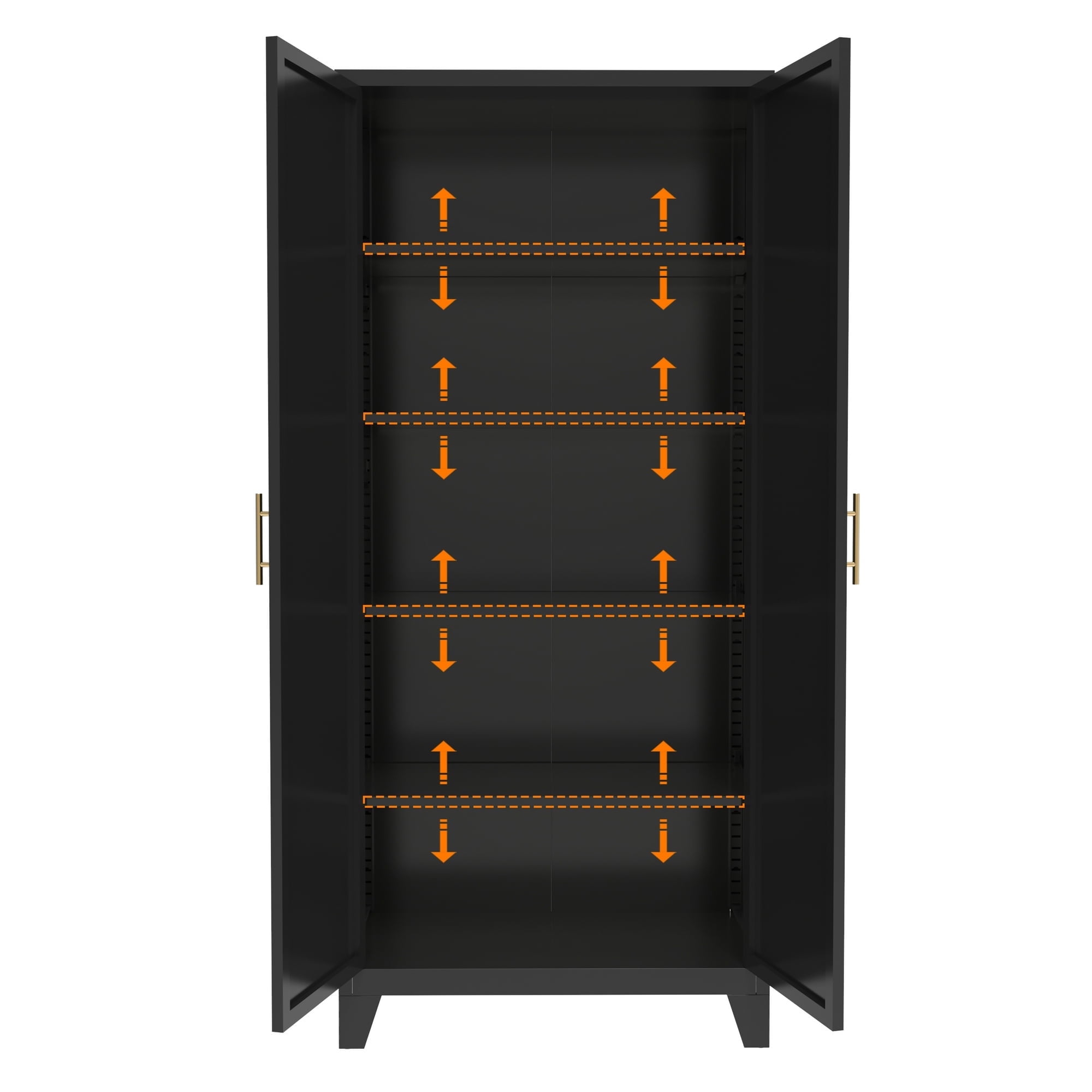 Homy Casa 70.8" Black Tall Storage Cabinet with 4 Adjustable Shelves for Kitchen, Pantry Cupboard