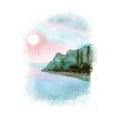 thumbnail image 2 of Fay, Mela 17x24 Black Ornate Wood Framed with Double Matting Museum Art Print Titled - Sailboat Landscape II, 2 of 4