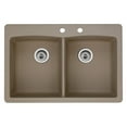 thumbnail image 2 of Blanco 441285-3 Diamond 22" X 33" Double-Basin Granite Drop-In Or Undermount 3-Hole Residential Kitchen Sink, Available in Various Colors, 2 of 2