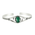 thumbnail image 3 of 925 Silver Plated Natural Malachite Cuff Bangle Bracelet for Women – Handmade Open Bangle – Green Gemstone April Birthstone Statement Jewelry – Gift for Her, 3 of 6