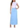 thumbnail image 2 of INSPIRE CHIC Work Pencil Skirt for Women's High Waist Pockets Slip Back Office Midi Bodycon Skirts XL Light Blue, 2 of 6