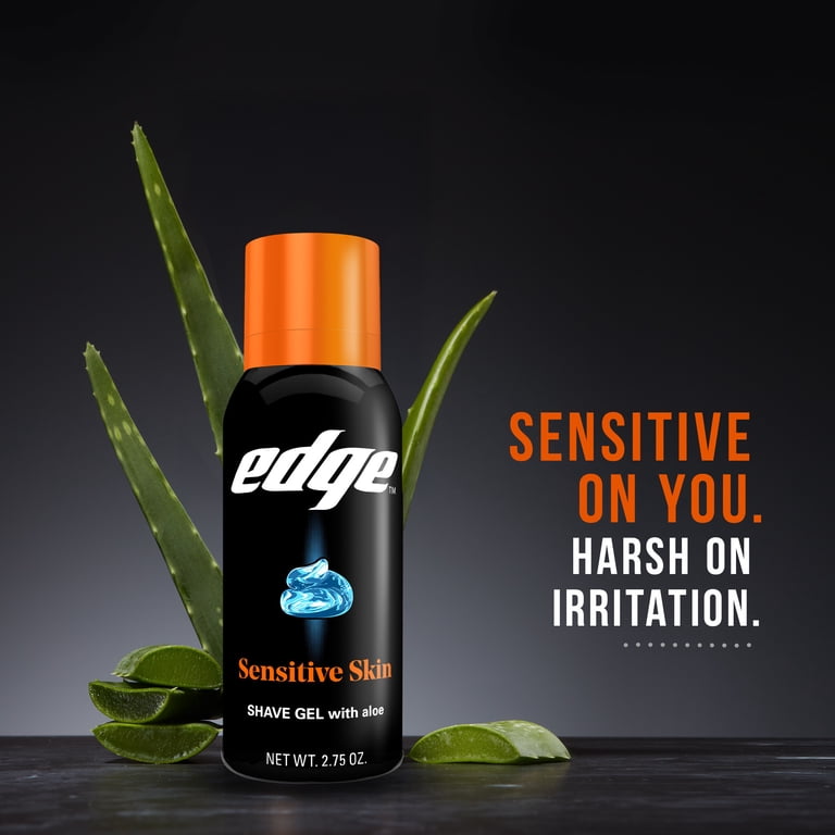 6 pack) Edge Sensitive Skin Shave Gel for Men with Aloe, 2.75 oz