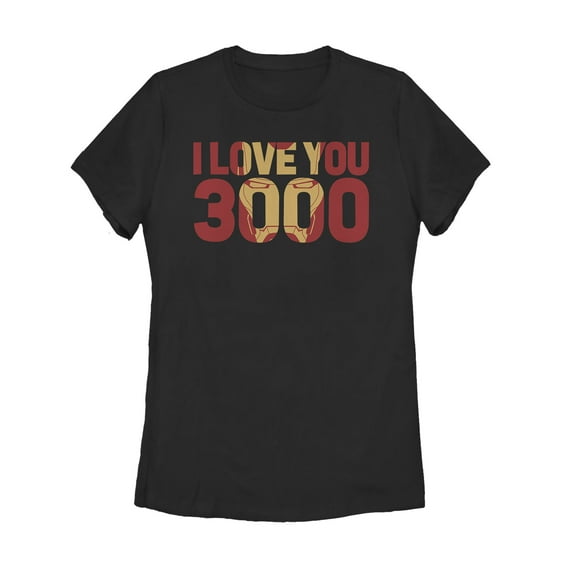 Women's Marvel Iron Man Love 3000 Mask Graphic Tee Black 2X Large