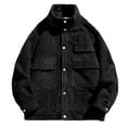 thumbnail image 2 of Fesfesfes New Fashion Casual Corduroy Coat Solid Color Cargo Jacket Cardigan Mock Neck Long Sleeve Hoodless Casual Outwear & Jackets Sale on Clearance, 2 of 5