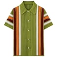 thumbnail image 5 of Kakii Men's Crochet Knit Button Down Shirt Short Sleeve Sheer Collared Beach Shirt Top, 5 of 9