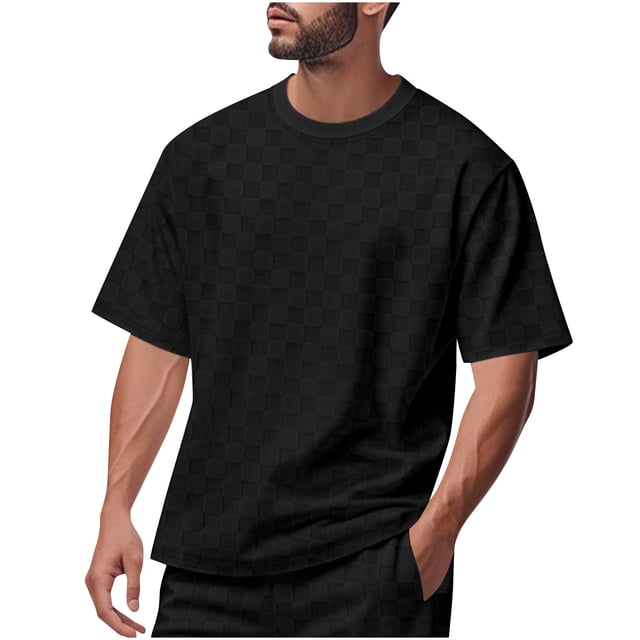 pstuiky camisetas de manga corta para hombre, Camiseta de verano para hombre, informal, de color liso, de manga corta y cuello redondo. camisas casuales para hombre m