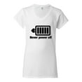 thumbnail image 2 of Cute Heart Never Power off Love Couple Gift Valentine's Day Womenâ€™s Standard V-Neck Tee, White, 2XL, 2 of 3