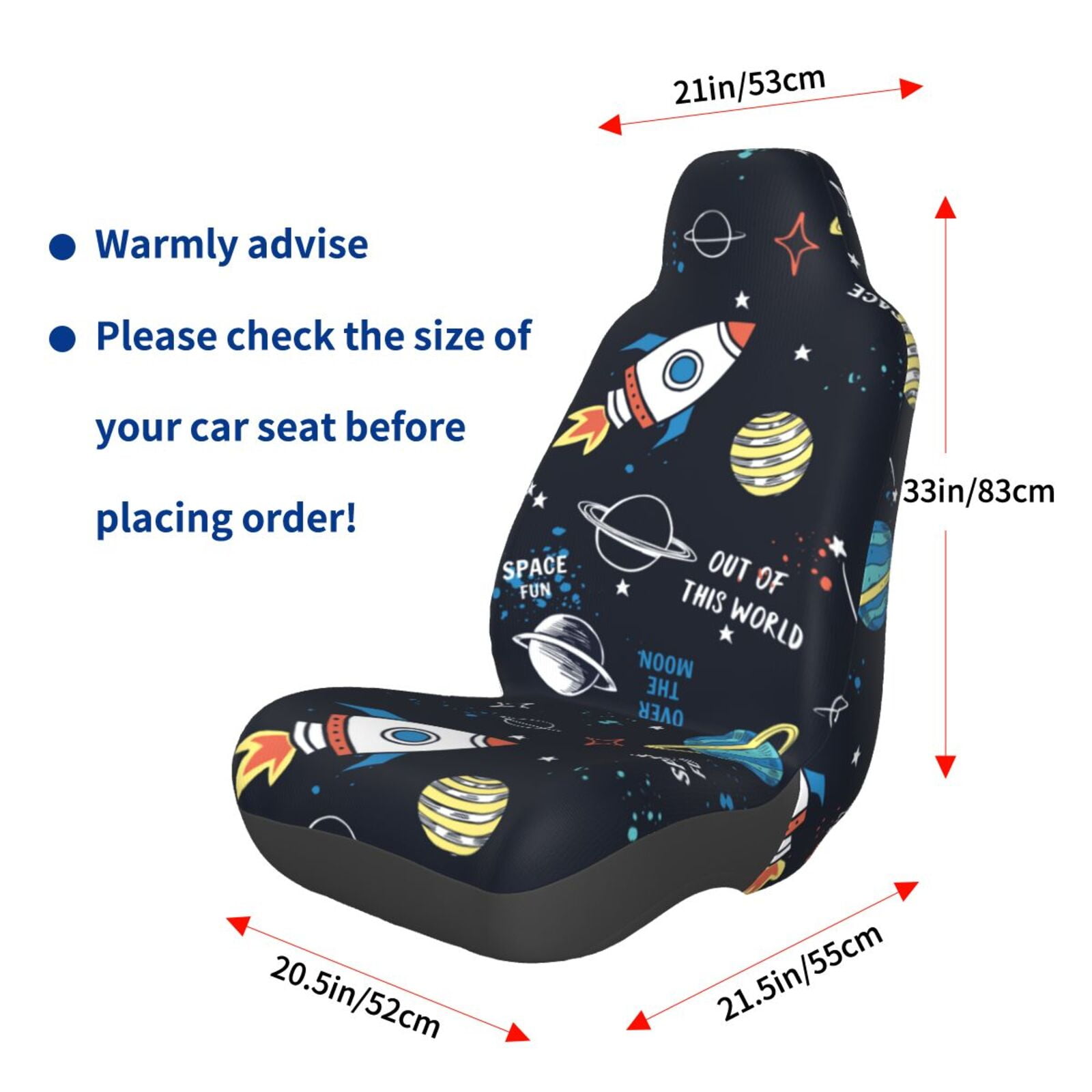 Naloa Space Car Seat Covers Universal Front Seat Coves for Car Accessories ,Padded Car Covers for Automotive, SUV, Truck, and Van
