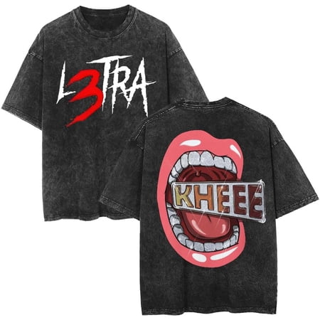 Luar La L L3TRA Kheee Washed Cotton Tshirt Hip Hop Short Sleeve Unisex Crewneck Tee Shirt