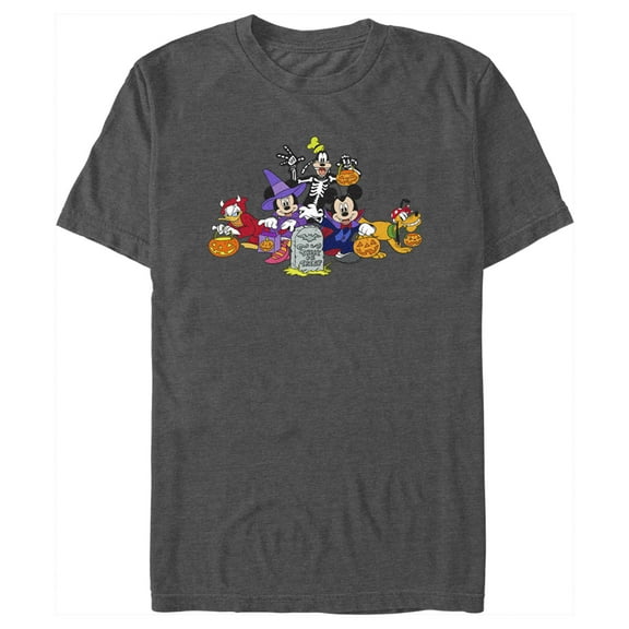 Men's Mickey & Friends Halloween Group Shot Graphic Tee Charcoal Heather Medium