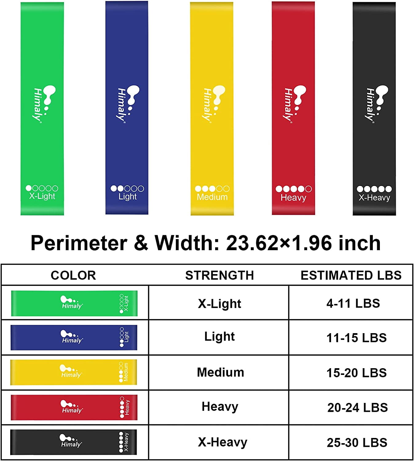 JJEAN-Resistance Bands Set, Himaly Exercise Bands Strength Training Fitness Bands Workout Elastic Bands with Legs Ankle Straps, Door Anchor, Handles & Carry Bag for Home Outdoor Workouts