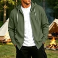 thumbnail image 2 of CaComMARK PI Men's Zip Up Hoodie Long Sleeve Fleece Casual Hooded Sweatshirts Athletic Full Zip Jacket with Pockets Army Green, 2 of 6