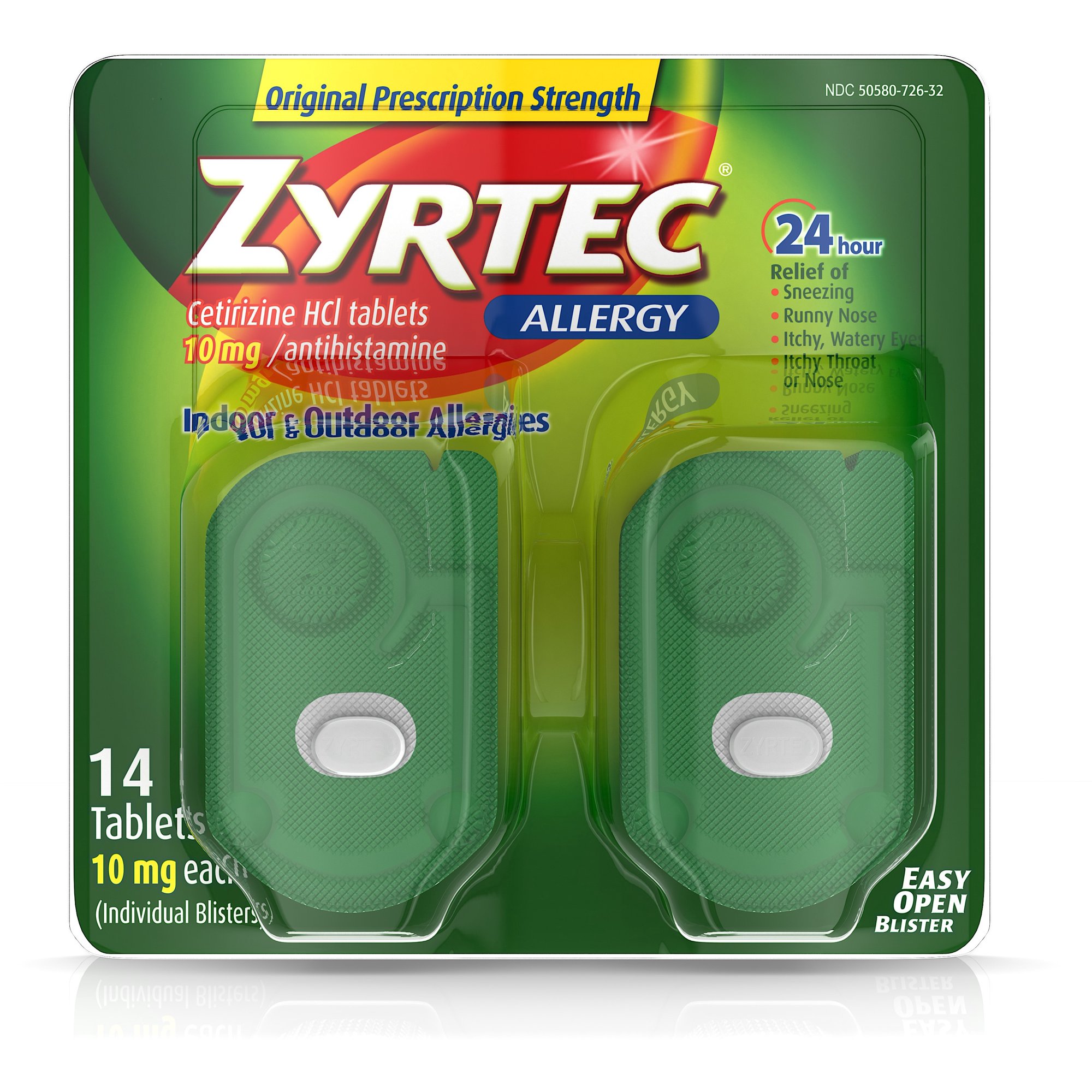 4 Pack - Zyrtec Allergy 10 mg Tablets Blister Pack