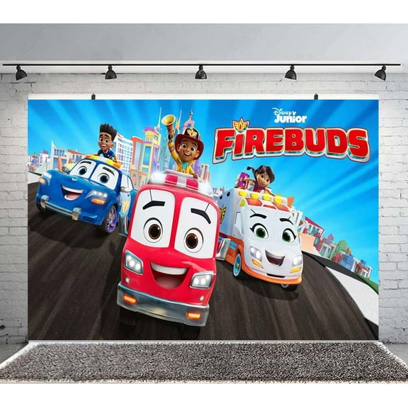Firebuds Backdrop Banner Party Supplies Poster Movie Theme Background for Photography Kids Birthday Decorations