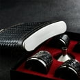 thumbnail image 5 of 6 -Piece Black Leather Wrap Stainless Steel Hip Flask Set, 5 of 8