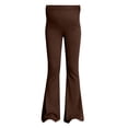 thumbnail image 4 of zaveiop Maternity Flare Leggings Pockets Workout Yoga Bootcut Pregnancy Womens Pants over the Belly (Coffee, L), 4 of 5