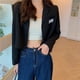 thumbnail image 2 of Blazer corto fino de primavera y verano 2023 para mujer, chaqueta coreana de manga larga, chaqueta corta para mujer, abrigo de traje de color liso con botonadura sencilla, 2 of 6