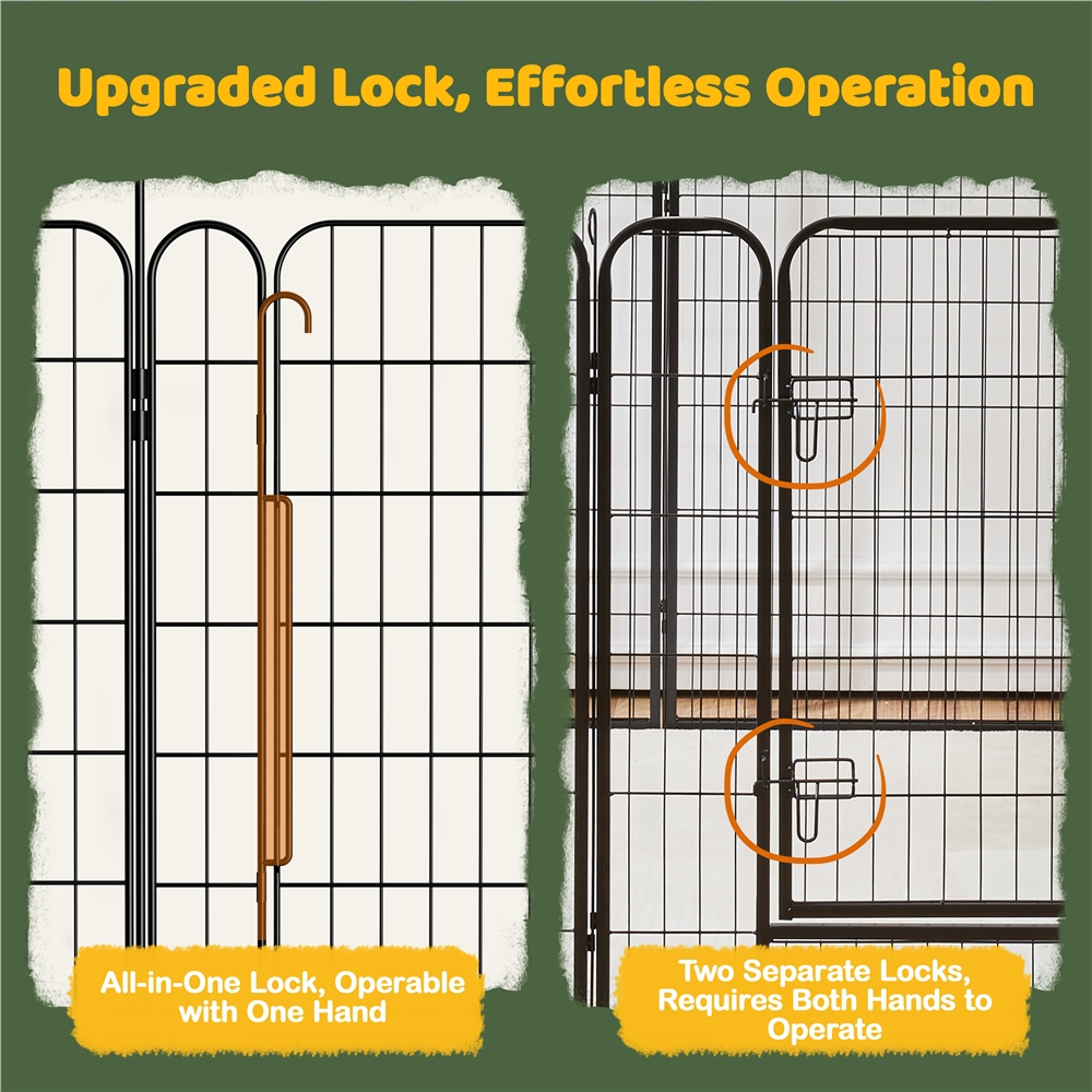 Yaheetech 8 Panels Foldable Metal Dog Playpen Puppy Fence with Door, 31.5″ H, Black