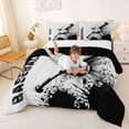 thumbnail image 3 of Erosebridal Teens Sport Baseball Gamer Queen Comforter Set 3pcs,Boys Sport Theme Hippie Splash Bedding Comforter Set,Black Reversible, 3 of 6