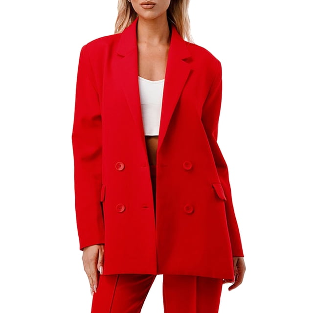 Blazer oversize cruzado color Rojo AMAD Casual para mujer talla M