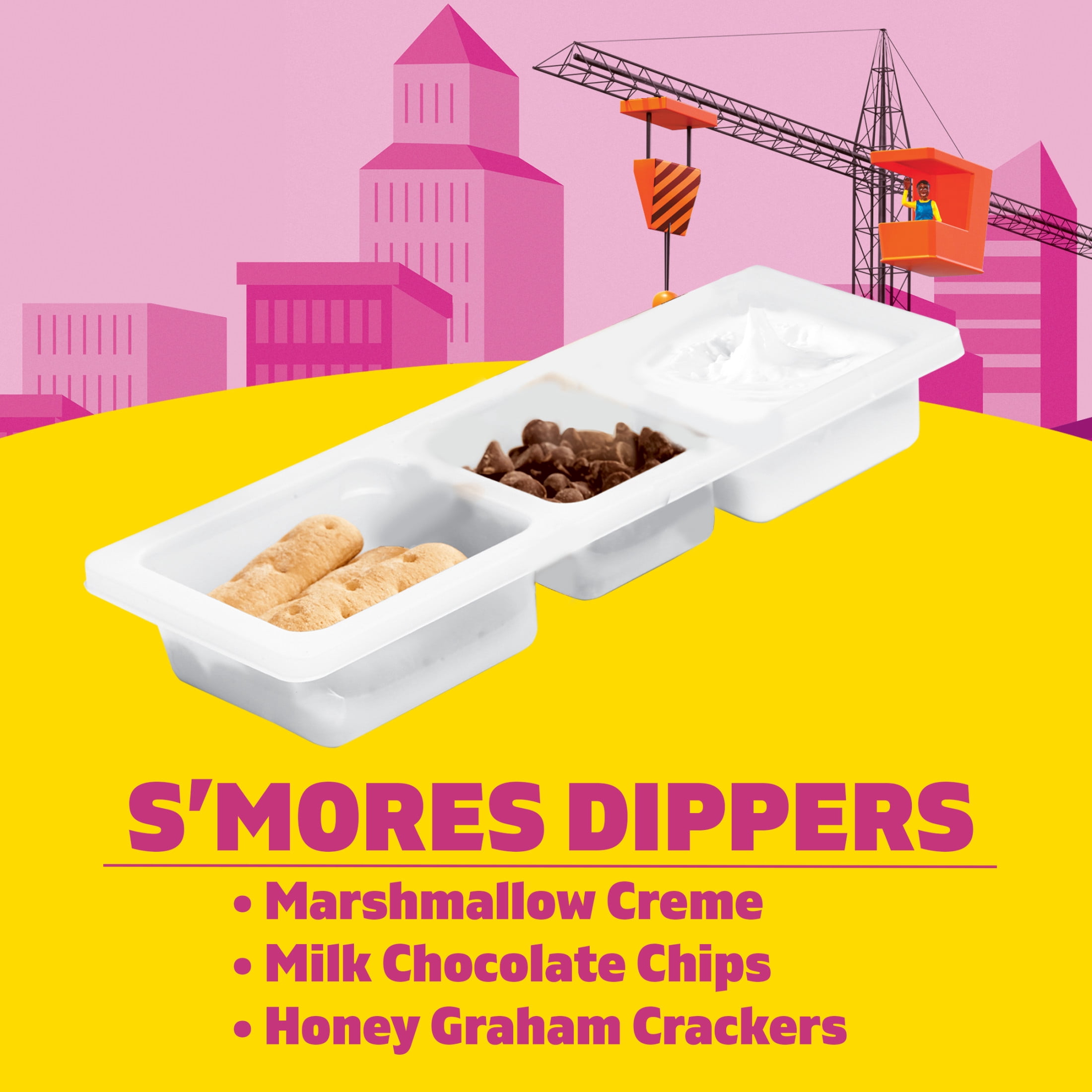 Lunchables S'mores Dippers with Marshmallow Creme, Milk Chocolate Chips and Honey Graham Sticks, 2.3 oz Tray