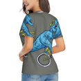 thumbnail image 2 of Goofa Fun Riding Dinosaur Pattern Women's Slim-Fit Short-Sleeve V-Neck T-Shirt,Classic-Fit Short-Sleeve V-Neck T-Shirt-3X-Large, 2 of 5