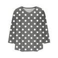 thumbnail image 5 of CHGBMOK Women 3/4 Sleeve T Shirt Polka Dots Tunic V Neck Tee Casual Dressy Blouses Loose Pullover Shirts, 5 of 6