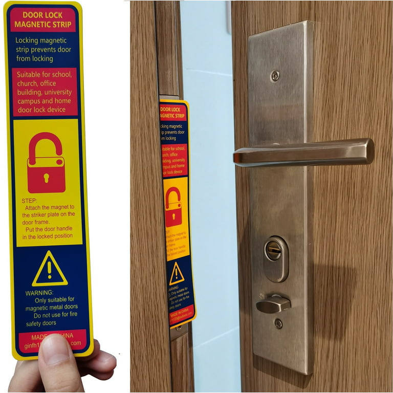 30 Pack Lockdown Magnetic Strips Door Security Devices Thin Magnetic Strips  School Office Emergency Easy Quick Lock Door Latch (30, Yellow) 