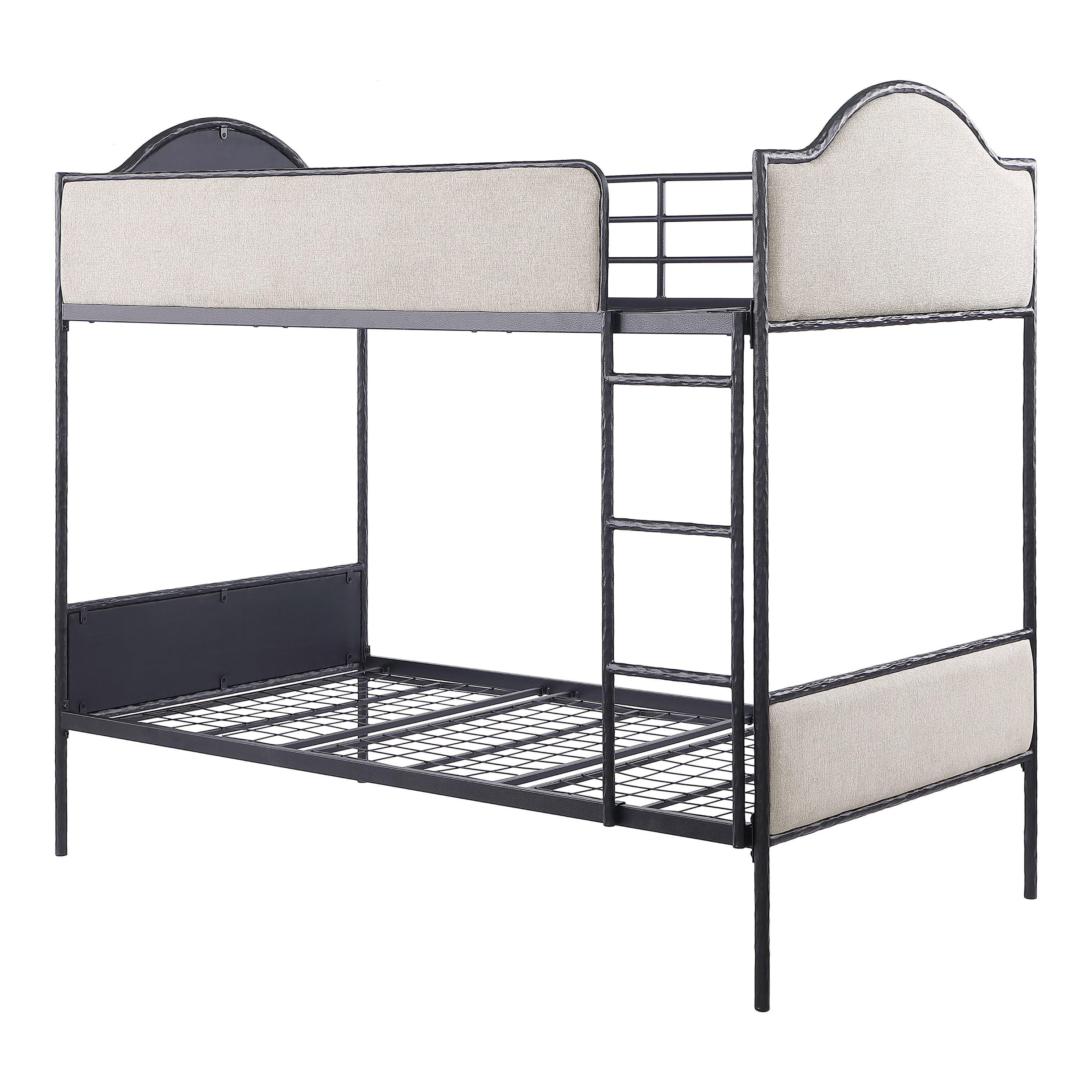 Furniture of America Rima Modern Kids Metal Twin over Twin Bunk Bed with Reversible Ladder, Black