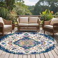 thumbnail image 2 of Boho Tribal Washable Round Area Rug 8 ft, Retro Style Flowers , Soft Non Slip Rugs Stain Repellent Indoor Felt Carpet for Living Dining Room Bedroom Home Office, 2 of 9