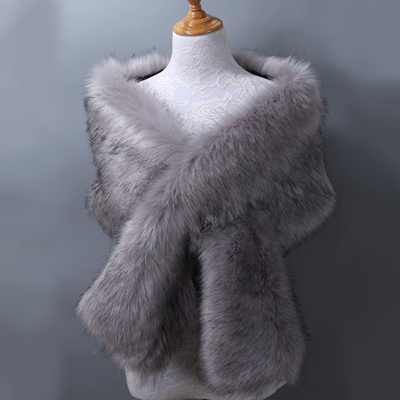 MSJUHEG Faux Fur Shawl,Shawls,Shawl Wraps,Pashmina Wraps,Formal Dresses,Faux Shawl Wrap Cape for Bridal Wedding Blue Artificial Wool Dark Blue One Size