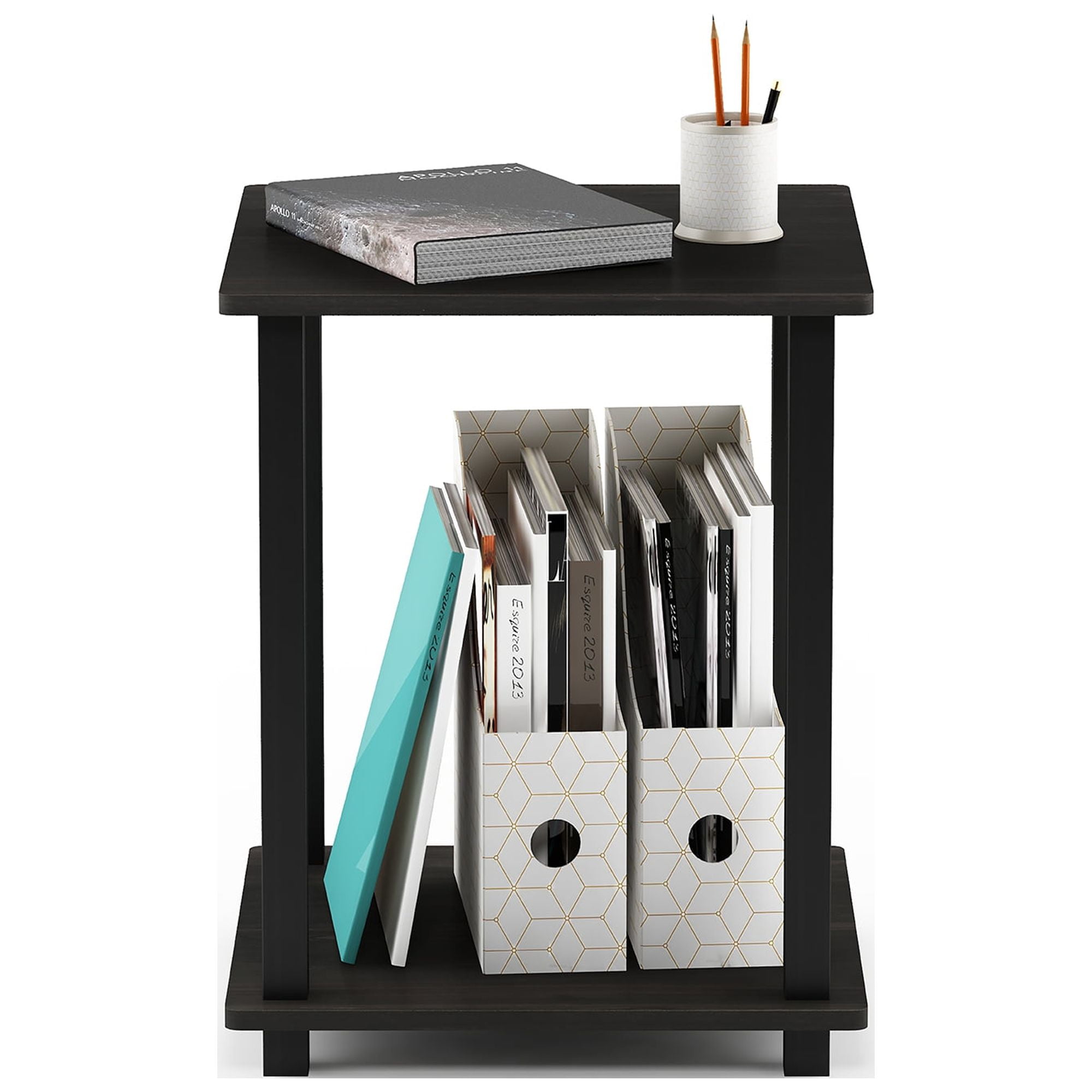 Furinno Simplistic End Table, Set of Two, Espresso/Black