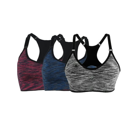 

3 pack Sports Bra for Women Ladies Gym Sports Bra Vest Medium Support Racerback Sports Bra Women Removable Padded Sports Bras for Workout Fitness Yoga