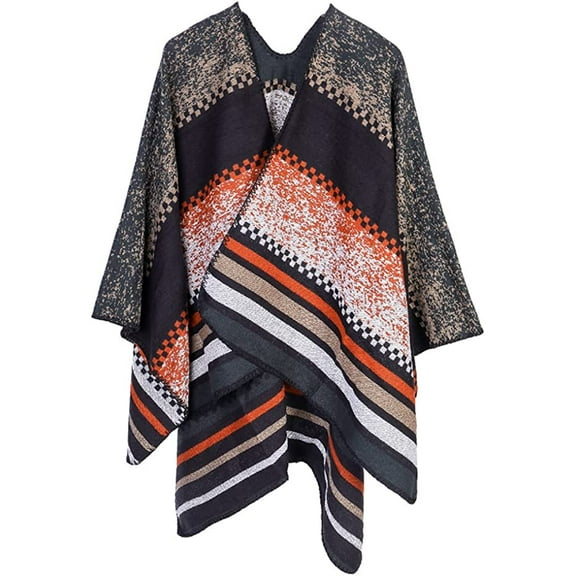 CoCopeaunt Women Colorful Shawls Wraps Open Front Poncho Blanket Winter Cardigan Sweater Coat Scarf