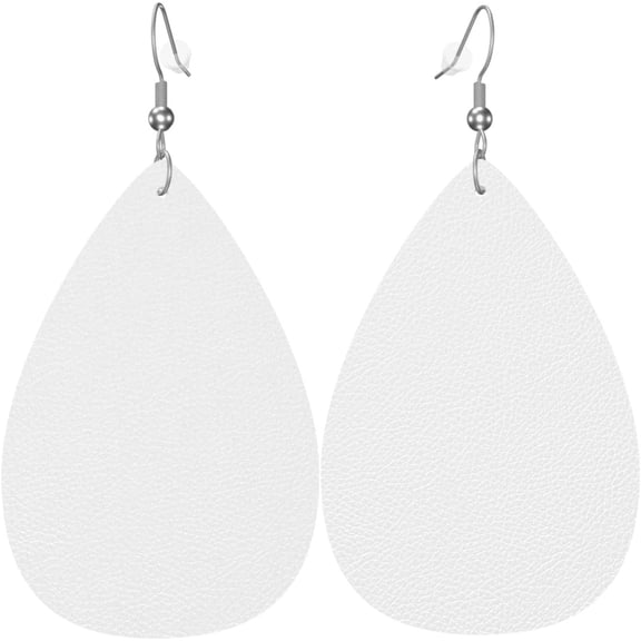 White Quality Earrings for Women PU Leather Dangle Earrings, Lightweight Leather Teardrop Dangly Ear Pendants Jewelry Gift[a583]