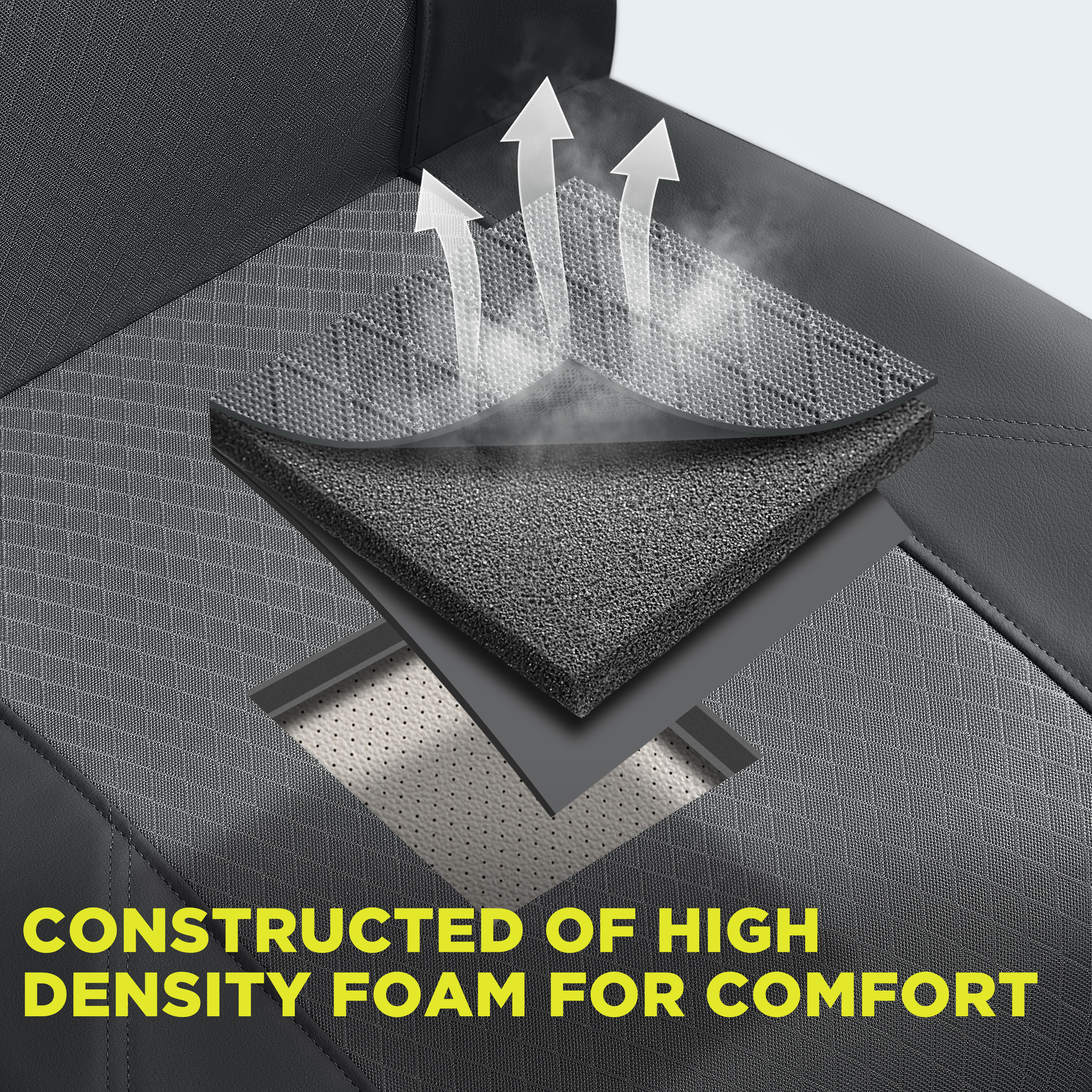 Road Comforts Leather Mesh Car Seat Cover, Airbag Compatible, Universal Fit for Most Cars - Grey