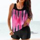 thumbnail image 2 of Modesto Trajes de Baño para las Mujeres Multicolor Gradiente Impresión de Espalda Recorte, Pantalones Cortos de Cintura Alta Y Sling Top para la Playa, la Piscina Y las Vacaciones, 2 of 6