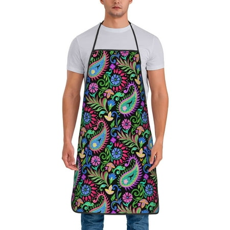 

Xecao Watercolor Floral Paisley Print Funny BBQ Chef Aprons for Men Women Adjustable Kitchen Cooking Aprons with Pocket Waterproof Oil Proof No Pilling Fading