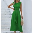 thumbnail image 2 of Kaemgyyd Dress for Women Sleeveless Crew Neck Trendy Dresses Solid Tie Waist Ruched Mixi Cocktail Dress for Party, 2 of 5